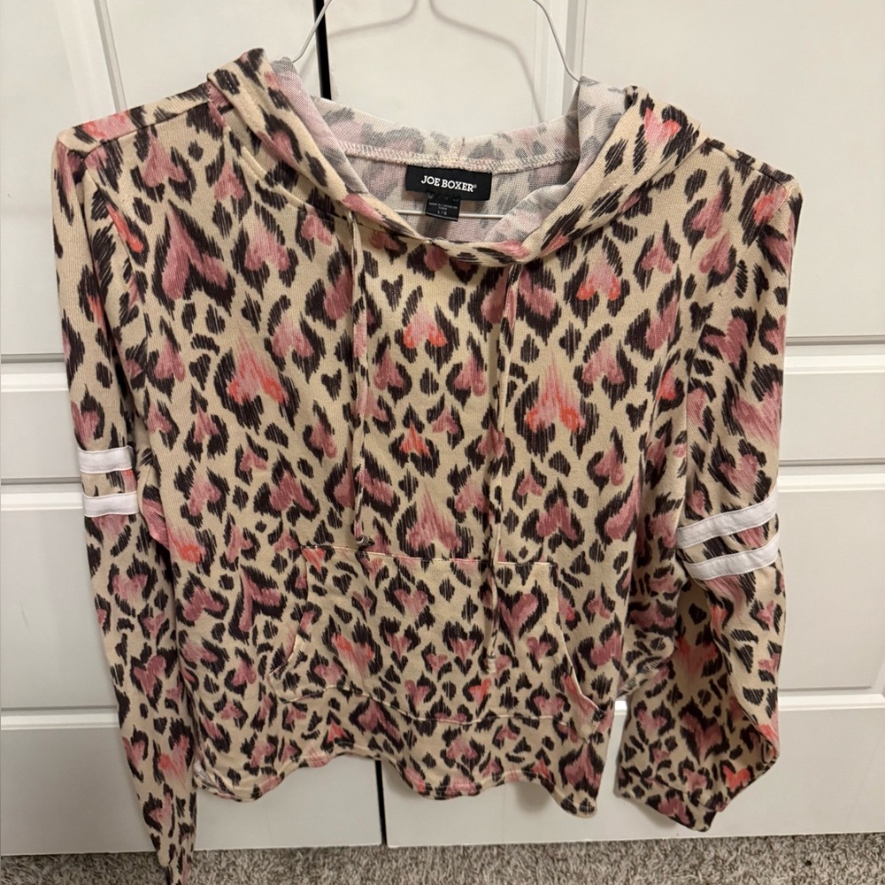 Joe Boxer Women's Pink and Black Leopard Hoodie
